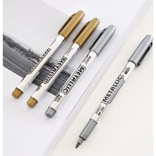 The9 DIY Metallic Waterproof Permanent Paint Marker Pens Gold And Silver For Drawing Students Supplies Marker Craftwork Pen