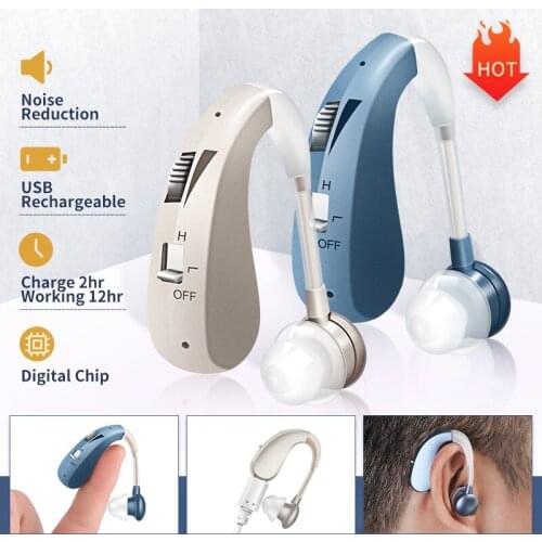 Mini Rechargeable Hearing Aid Digital BTE Hearing Aids Adjustable Tone Sound Amplifier Portable Deaf Elderly digital Hearing Aid