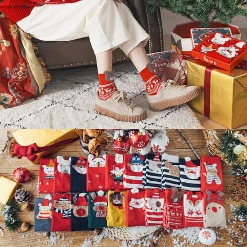 Fashion Christmas Socks Santa Claus Gift Kids Unisex Xmas Funny Kawaii Socks FOR Lady Women Santa Stockings