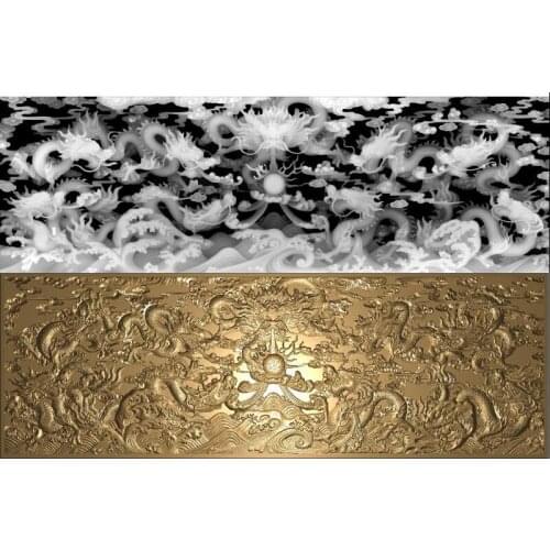 9pcs dragon wall decor panels 3D STL model for cnc ARTCAM ASPIRE MACH3 Dragon wall panel