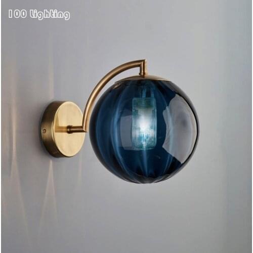 Colorful Glass G9 LED Wall Light Bedroom Bedside Parlor Wall Lamp Bathroom Corridor Wall Sconce Gold Metal Nordic Lamp Loft Deco