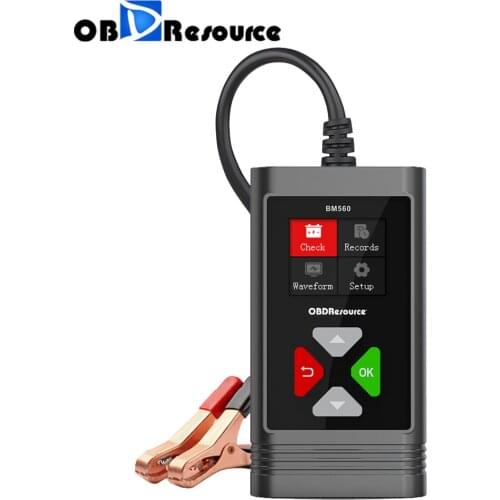 OBDResource BM560 Car Battery Analyzer 6V 12V 100-2000 CCA 2AH-220AH Cranking Charging Test Reverse Protection Multi-language