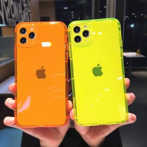 For iPhone 12 Phone Case Custom Logo Shock Proof Durable TPU Fluorescent Neon Phone Case For iPhone 11 12 Pro Max XR XS 12Mini