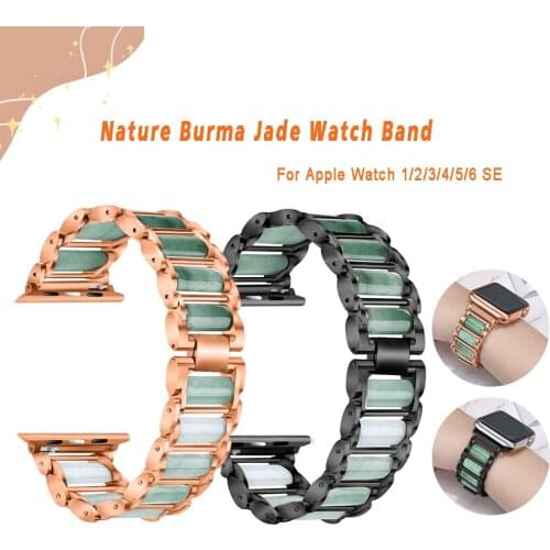 Nature Burma jade watch bands for apple watch 1/2/3/4/5 Fashion jewelry stone watch straps