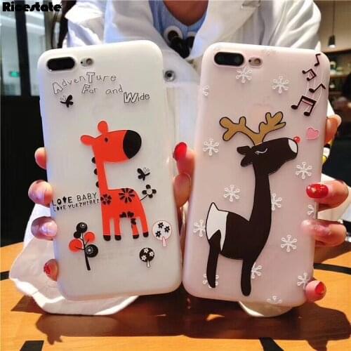 Ricestate Cute animal Case For X XR XS MAX 3D cute deer Silicone soft Phone Case For iPhone X 6 6S 7 8 Plus TPU Cover
