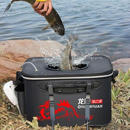 Handle Folding Fishing Bucket EVA Fishbox Outdoor Water Box Packing Live Fish Bucket Thickened Fishing Tank Fishing Gear Bag