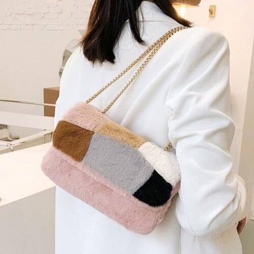 High Quality Faux Fur Women Shoulder Bag Fashion Designer Small Crossbody Bags for Women Casual Female Chain Messenger Bags New