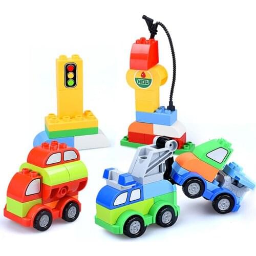Sytopia Building Blocks Car Mini City Happy Site Children Big Size Educational Toy For Baby Kid Gift Toy Compatible With Duploe