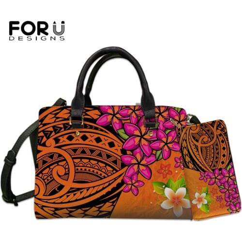 FORUDESIGNS Vintage Women Crossbody Bags Totes Bag Polynesian Samoa Tribe And Hawaii Plumeria Print Ladies Shoulder Bag Handbags