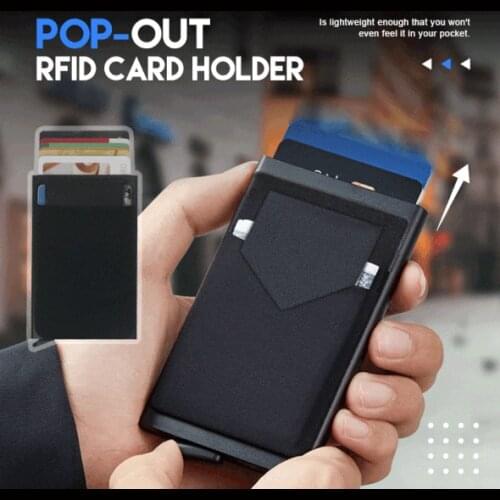 Pop-out RFID Card Holder Slim Aluminum Wallet Elasticity Back Pouch ID Credit Card Holder Blocking Protect Travel ID Cardholder