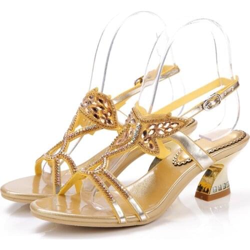 Mid Heels Crystals Women Wedding Sandals for Bride Open Toe Buckle Strap Heeled Prom Evening Bridal Party Summer Shoes