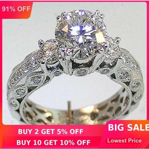 Choucong Female Eternity ring 7mm 5A Zircon stone 14KT White Gold Filled Women Engagement Wedding Band Ring Sz 5-11 Gift