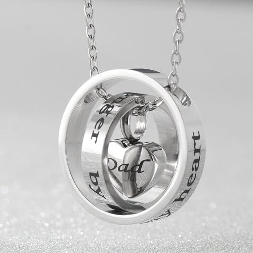 10pcs/Lot Stainless Steel No Longer By My Side Forever In My Heart Cremation Jewelry Heart Urn Necklace Ashes Casket 50cm