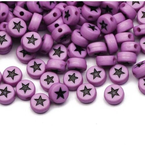 100-500pcs Black Star Pattern Round 4x7mm Loose Acrylic Spacer Beads For Jewelry Making DIY Necklace Bracelet Accessories