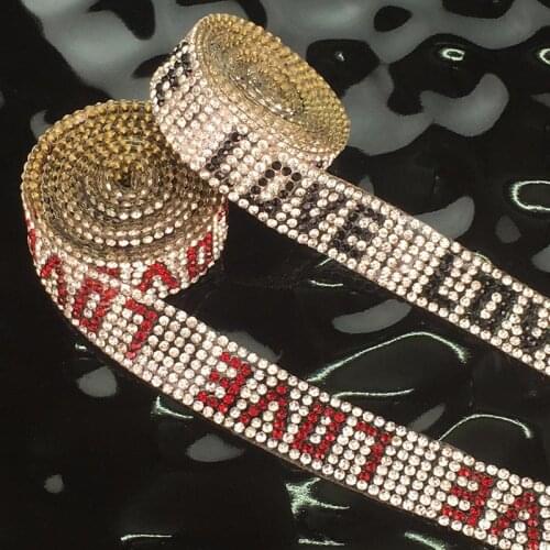 2yard/roll 1.5cm Fashion Love Rhinestone Tape Trim Resin Crystal Decoration Trimming For DIY Shoes Banding Garment Hat Shiny TZ1