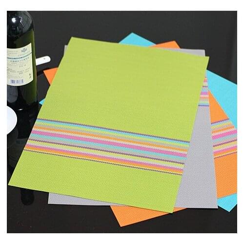 4Pcs/lot colour stripe Placemat pvc dining table mat disc pads bowl pad coasters waterproof table cloth pad slip-resistant pad