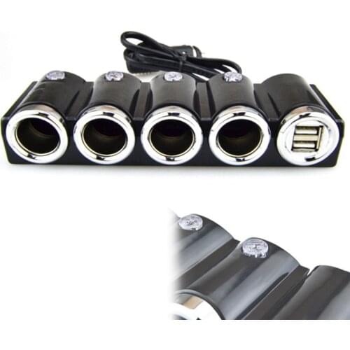 4in1 Car Cigarette Lighter Splitter Plug Adapter Charger Socket DC 12V/24V Doul USB Multi Socket Power Charger Adapter New 2020