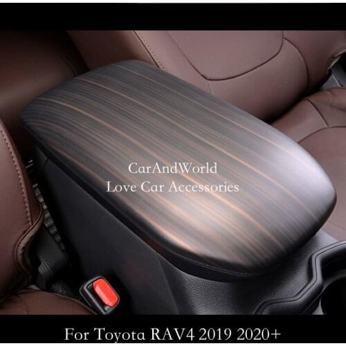 Auto Armrest Panel Cover Interior Moulding Central Storage Frame Box Top Trim For Toyota RAV4 2019 2020 ABS Chrome Car Accessory