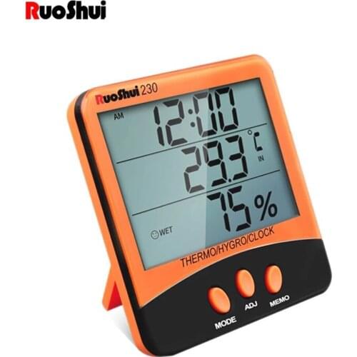 Household Thermometer Hygrometer Digital Thermometer Hygrometer Humidity Meter Large Screen Indoor Temperature Clock Termometro