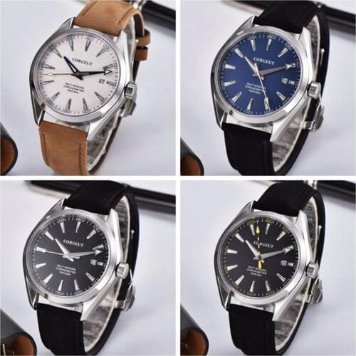 Luxury Corgeut Automatic Watch Mechanical Men Leather Wrist Watches sapphire waterproof sport Casual Self Wind male Clock 3021B