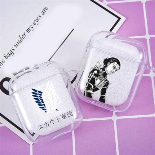 Attack on Titan Earphone Case For Airpods 2 1 Japan Anime Wireless Bluetooth Earphone Soft TPU Cover Clear Housing Capa Coque