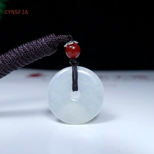 CYNSFJA New Real Certified Natural Grade A Emerald Jadeite Childrens Lucky Amulets Peace Buckle Jade Pendant Ice High Quality