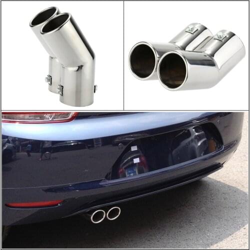 Dual Pipes Stainless Steel Exhaust Tail Pipes Muffler Tips for VW Golf 4 Bora Jetta Car Accessories Car Styling