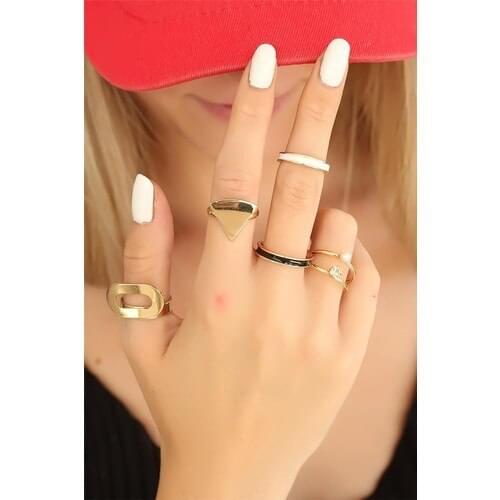 This Different Gold Color Trend Metal Lady Ring Set-BF14980