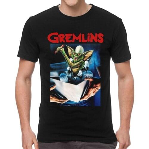 Gremlins Stripe T Shirts Men Short Sleeve 100% Cotton T-shirt 80s Movie Gizmo Monster Mogwai Tees Top Harajuku Tshirt Gift