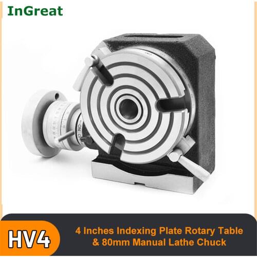 Indexing Plate Rotary table vertical and horizontal HV4 100mm 110mm 4" For CNC Milling Drilling Grinding Machine