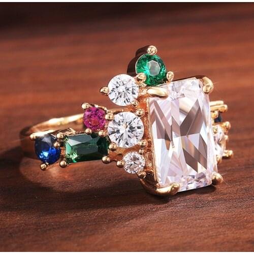 Huitan Fashion Design Lady Rings for Dance Party Accessories AAA White CZ Luxury Jewelry Statement Rings for Women Drop Shipping