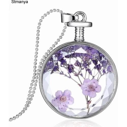 Hot Women Fashion Cute Retro Fashion Retro Jewelry Plant Specimen Lavender Round Pendant Best Gift jewelry N1171