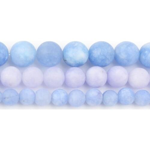 6/8/10mm Matte Light Blue Jades Stone Beads Round Loose Beads For Jewellery Making Diy Bracelet Necklace 15inch/Strand