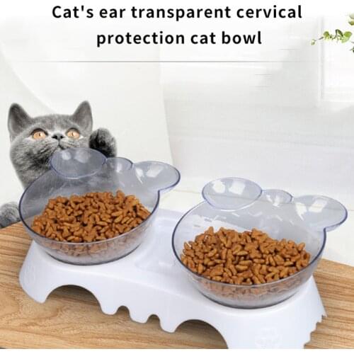 Cat Bowls Double Bowls With Raised Stand Oblique Mouth Pet Food Water Bowls For Cats Dogs Feeders Non-slip Cat Bowl Pet Supplies