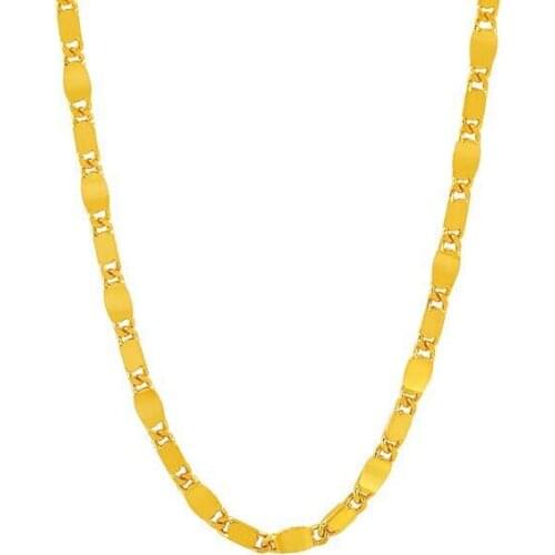 MxGxFam ( 50 cm X 3 mm ) Golden Square Chain Necklaces For Women Men 24 k Pure Gold Color Fashion Jewelry From XP