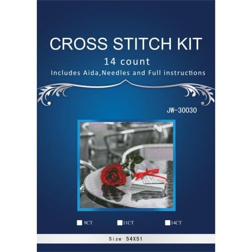 54*40CM JCS Needlework Crafts14CT white embroidery Similar DMC Quality Counted Cross Stitch Kit Oil Painting Red The umbrella