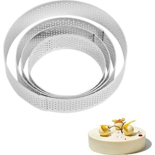 Perforated Round Tart Ring Set Metal Stainless Steel Mini Forms for Quiche Pie Dessert Cake Mousse Making Baking Mold Tool