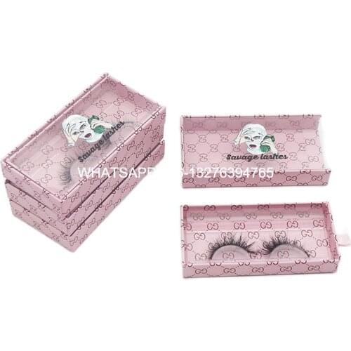 Custom Lashbox Packaging With Logo Whole Transparent Window Silde Box 20mm 25mm Real Mink Eyelashes Vendor Lashes Cases