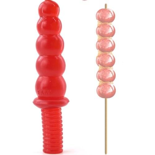 NNSX Candied Haws Shaped Penis with Handle Wine Red Transparent Sex Toy Large Long Sex Products Dildo Male Female Masturbation