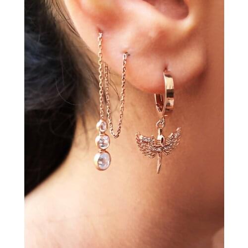New Design 925 Sterling Silver Earrings Jewelry For Women Rose Gold Plated Drop Earrings