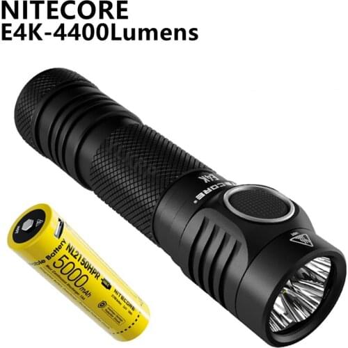 Original NITECORE E4K 4400 Lumens Auto Adjust Brightness Micro-USB Rechargeable Ultra Bright Flashlight With 5000mAh Battery