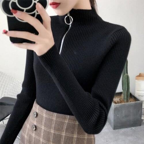 2021 Autumn Winter Knitted Jumper Tops Round Neck Pullovers Casual Sweaters Women Shirt Long Sleeve Tight Sweater Girls Y43