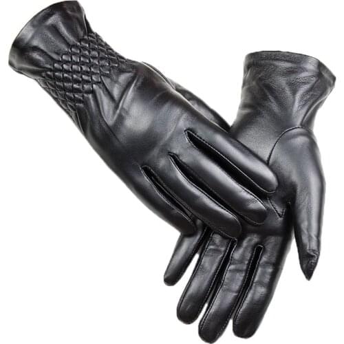 Leather gloves womens sheep skin touch screen gloves new repaired hands thin velvet lining autumn and winter warm