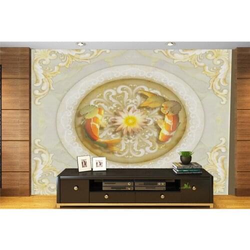 Custom 8d embossed texture lotus marble jade squid wallpaper mural bedroom 3D Parget wallpaper 3d wall decoration