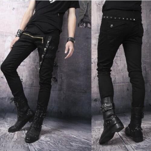 Casual zipper personality fashion skull rivets harem pants mens trousers pantalones hombre feet pants for men pantalon homme