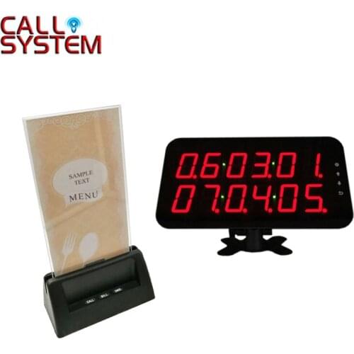 Ycall Display Receiver and service push call button with acrylic menu holder Restaurant table buzzer call system