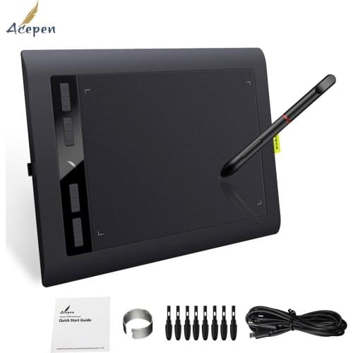 Acepen AP1060 Professional 10*6 Inch Digital Graphics Drawing Tablet Pad Board Kit with Battery-free Stylus 8192 Levels Pressure