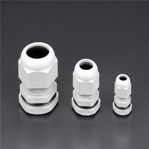 Wire White Waterproof Nylon Plastic Cable Gland Connector PG7,PG9,PG11,PG13.5 10pcs/bag