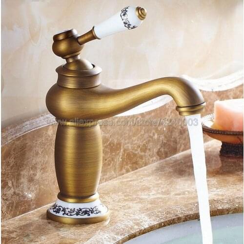 Basin Faucets Bathroom Faucet Ceramic Single handle Basin Mixer Tap Bath Antique Faucet Brass Sink Water Knf503