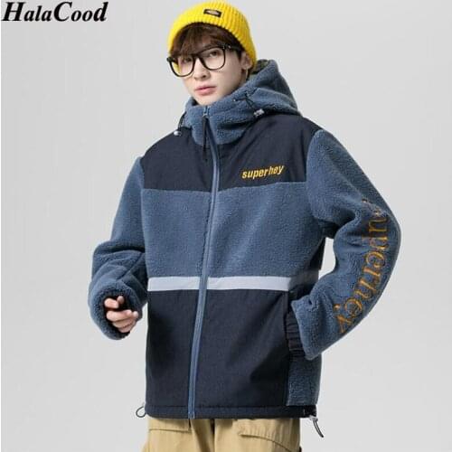 HALACOOD Fashion Casual Fleece Warm Hoodies Men Winter Outwear Thicken Jacket Men Slim Fit Zipper Hooded Hoody Men Streetwear